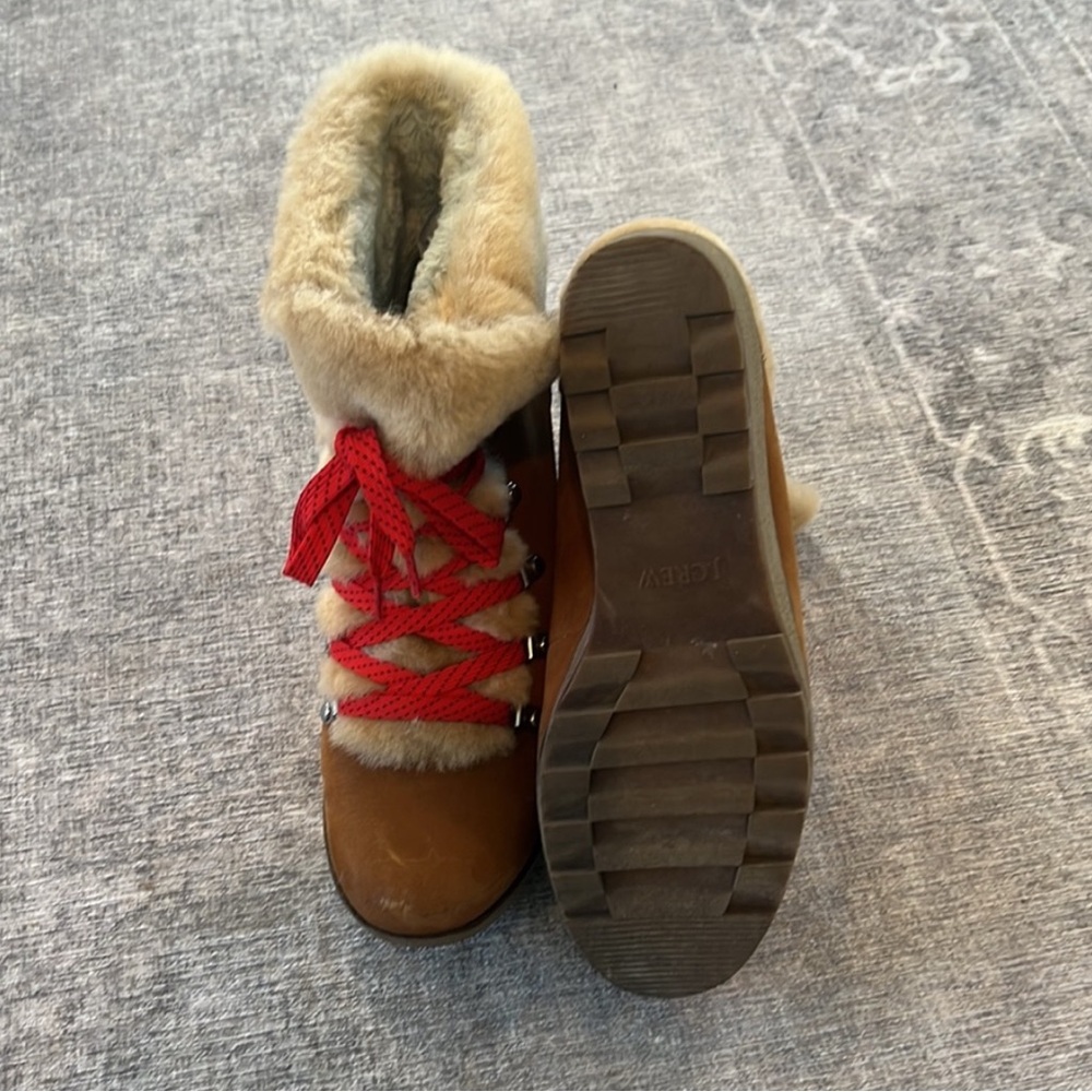 J. Crew Brown Ankle Boots with Red Laces - Picture 3 of 3